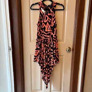 Orange and Black Graphic Dress